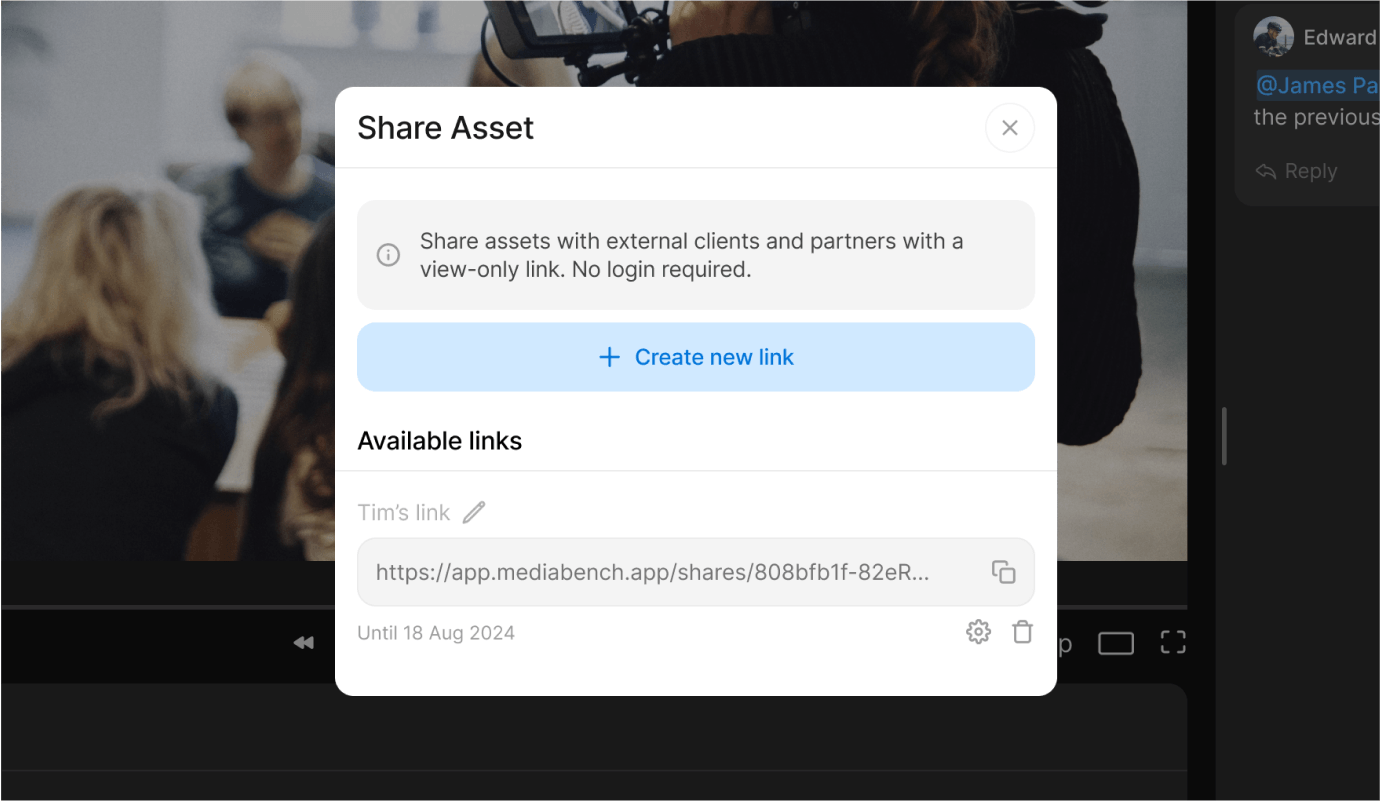 External share feature in MediaBench